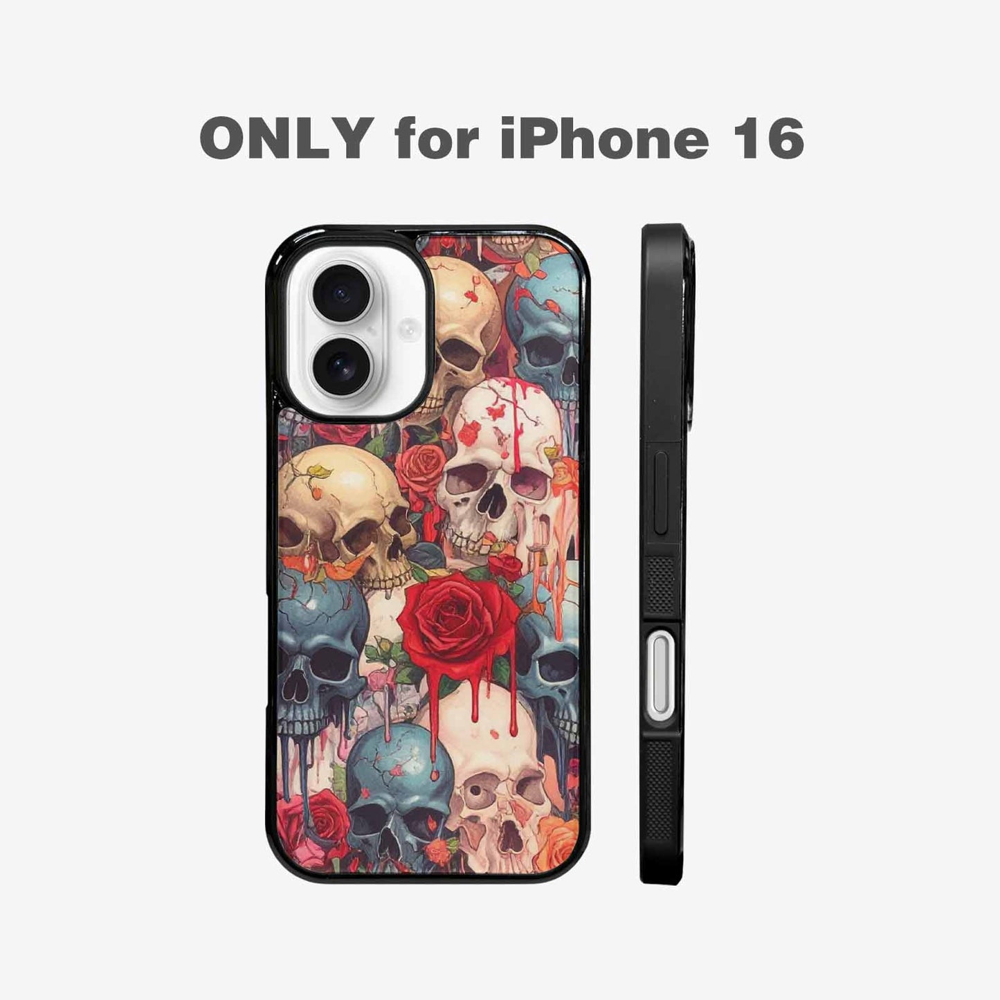 iPhone 16 Case — Skulls And Roses Skulls And Roses, Custom Phone Case