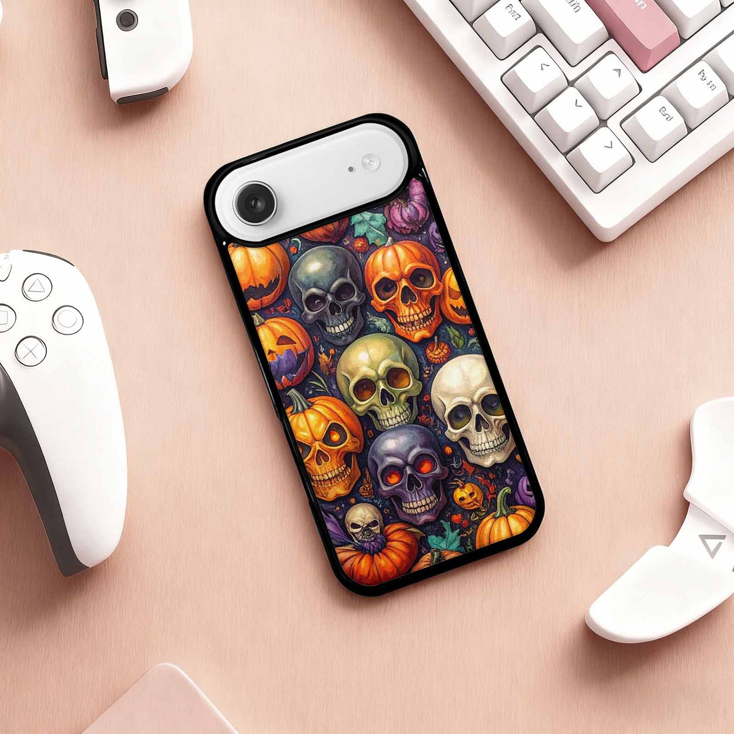 iPhone 17 Air Case — Skulls Halloween Orange Black Small Gothic, Customized Protective Case