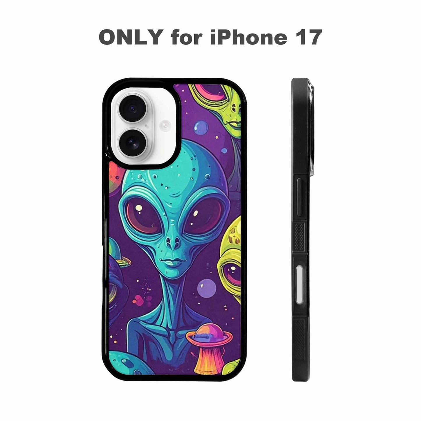 iPhone 17 Case — Alien Ufo Cartoon Art Alien Scifi, Custom Art Phone Cover