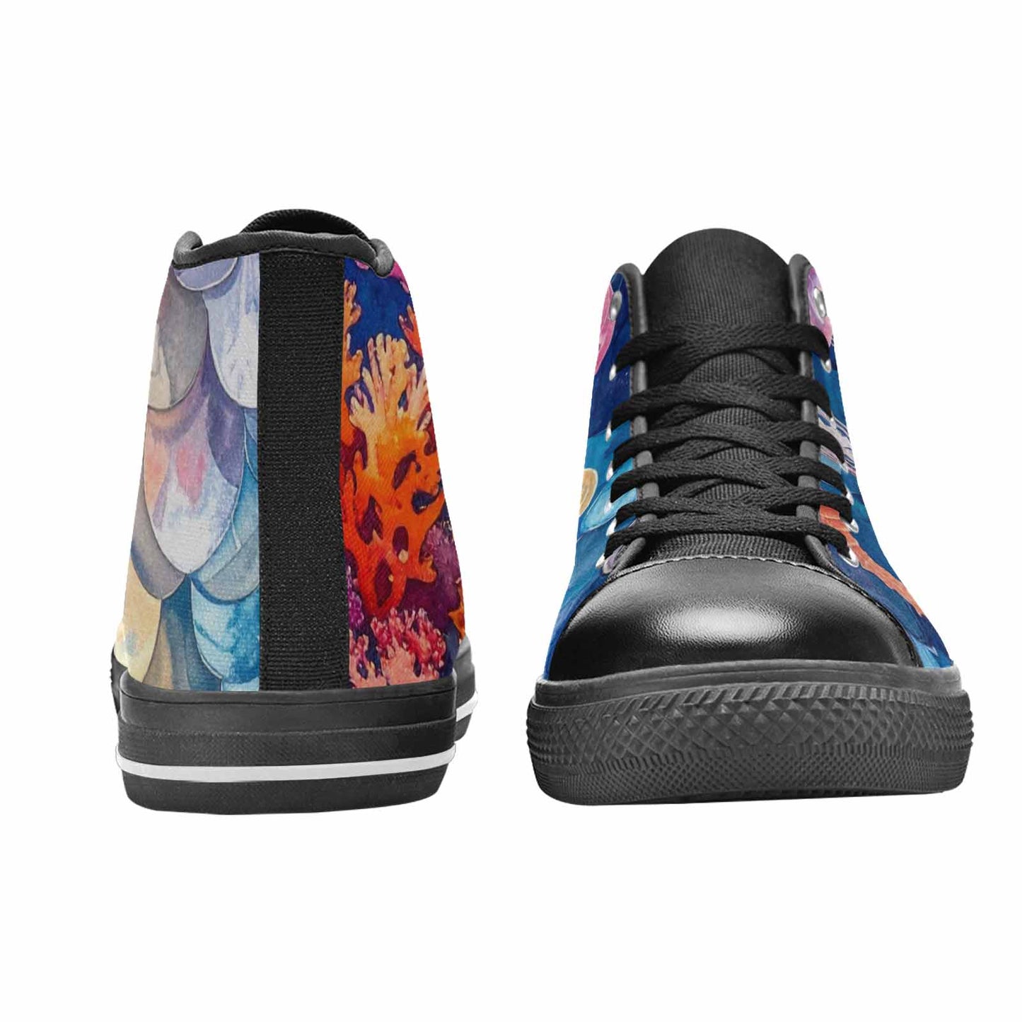 WOMEN'S Fish Scale Coral High Top Canvas Y2K Custom Sneakers