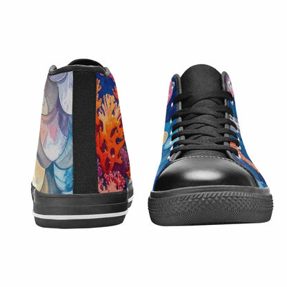 WOMEN'S Fish Scale Coral High Top Canvas Y2K Custom Sneakers