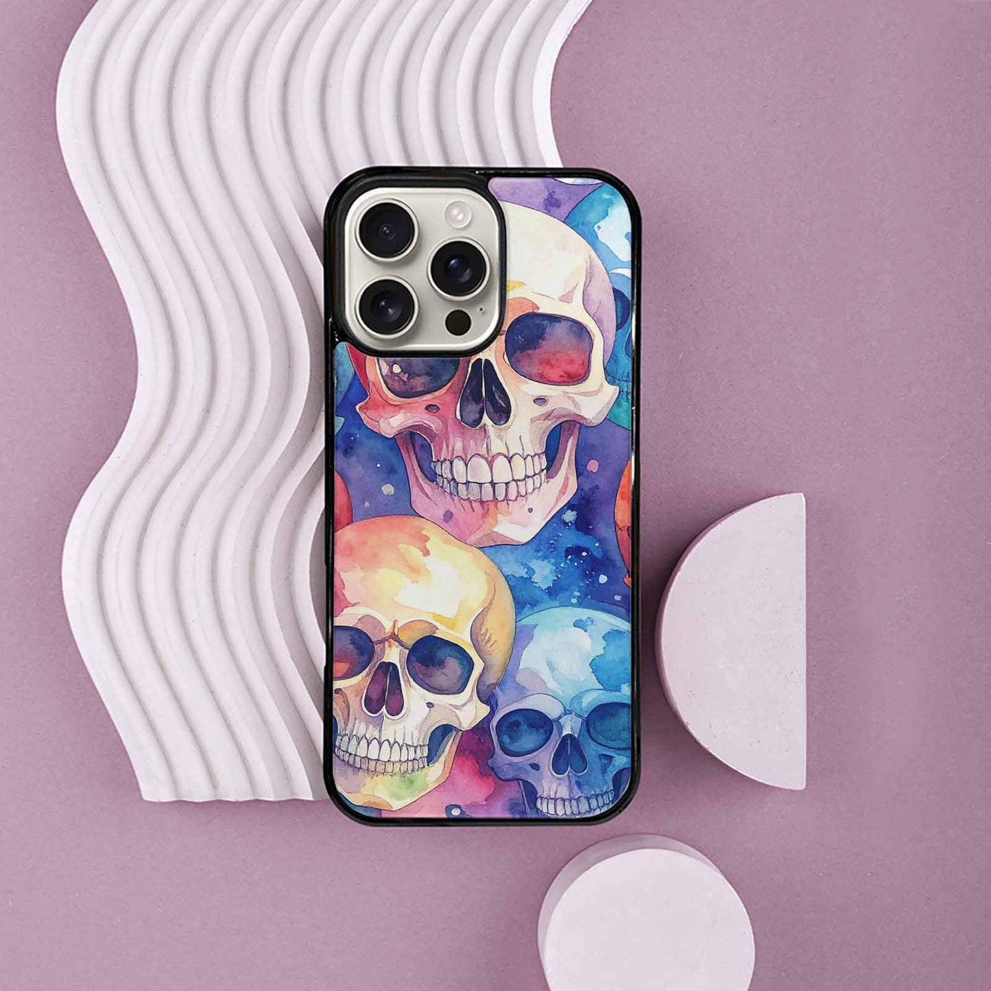 iPhone 16 Pro Max Case — Kulls Watercolor Skulls Small Skull Pattern, Original Design Phone Case