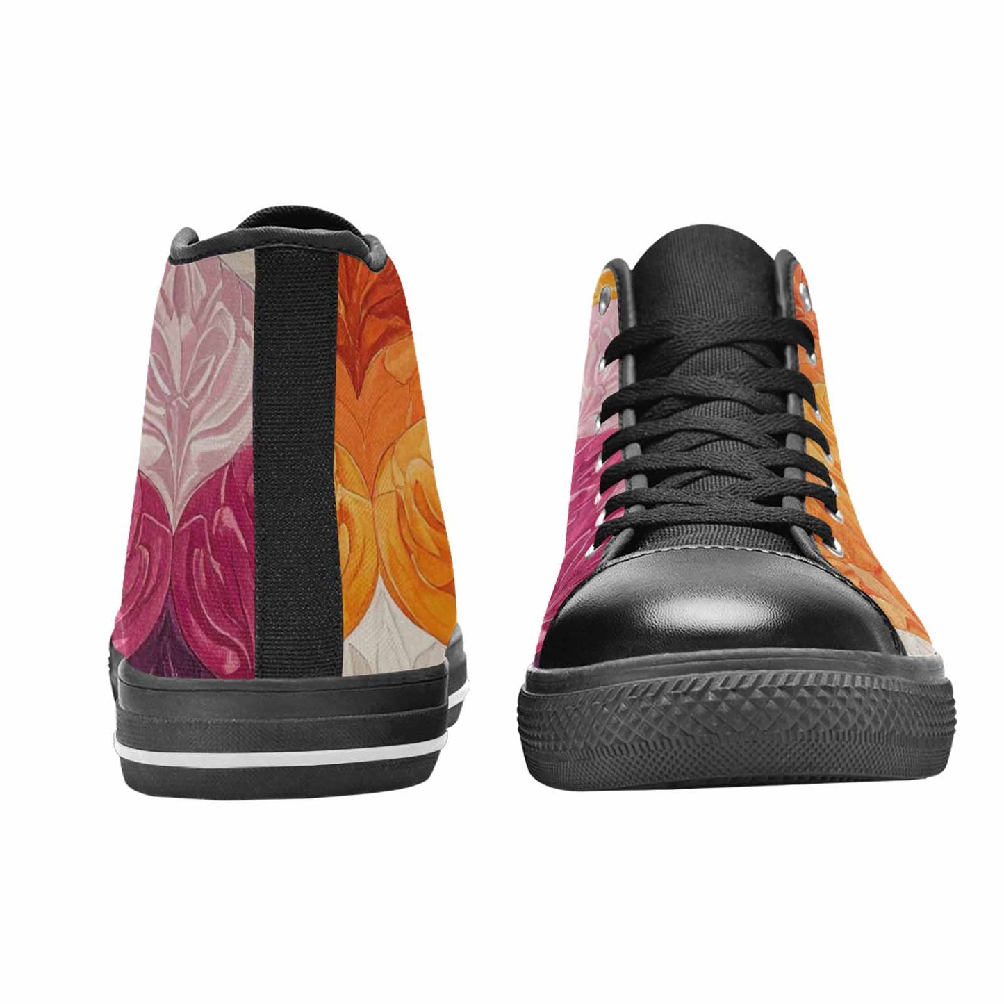 MEN'S Lesbian Flag Color High Top Canvas Surreal Custom Sneakers