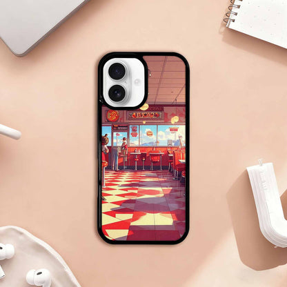 iPhone 17 Case — Diner Cartoon Art Pattern Retro Vintage, Custom Made Phone Cover