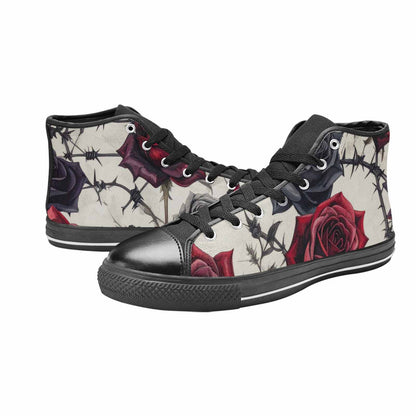 MEN'S Black Gothic Rose High Top Canvas Vibrant Chaos Custom Sneakers