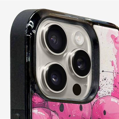 iPhone 16 Pro Max Case — Melting Moon Smiley Black Pink Ink, Custom Designed Case Cover