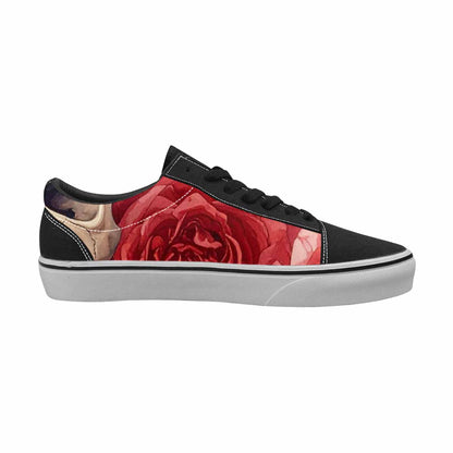 WOMEN'S Skulls Roses Soft Airbrush Canvas Lace-Up Vivid Custom Sneakers