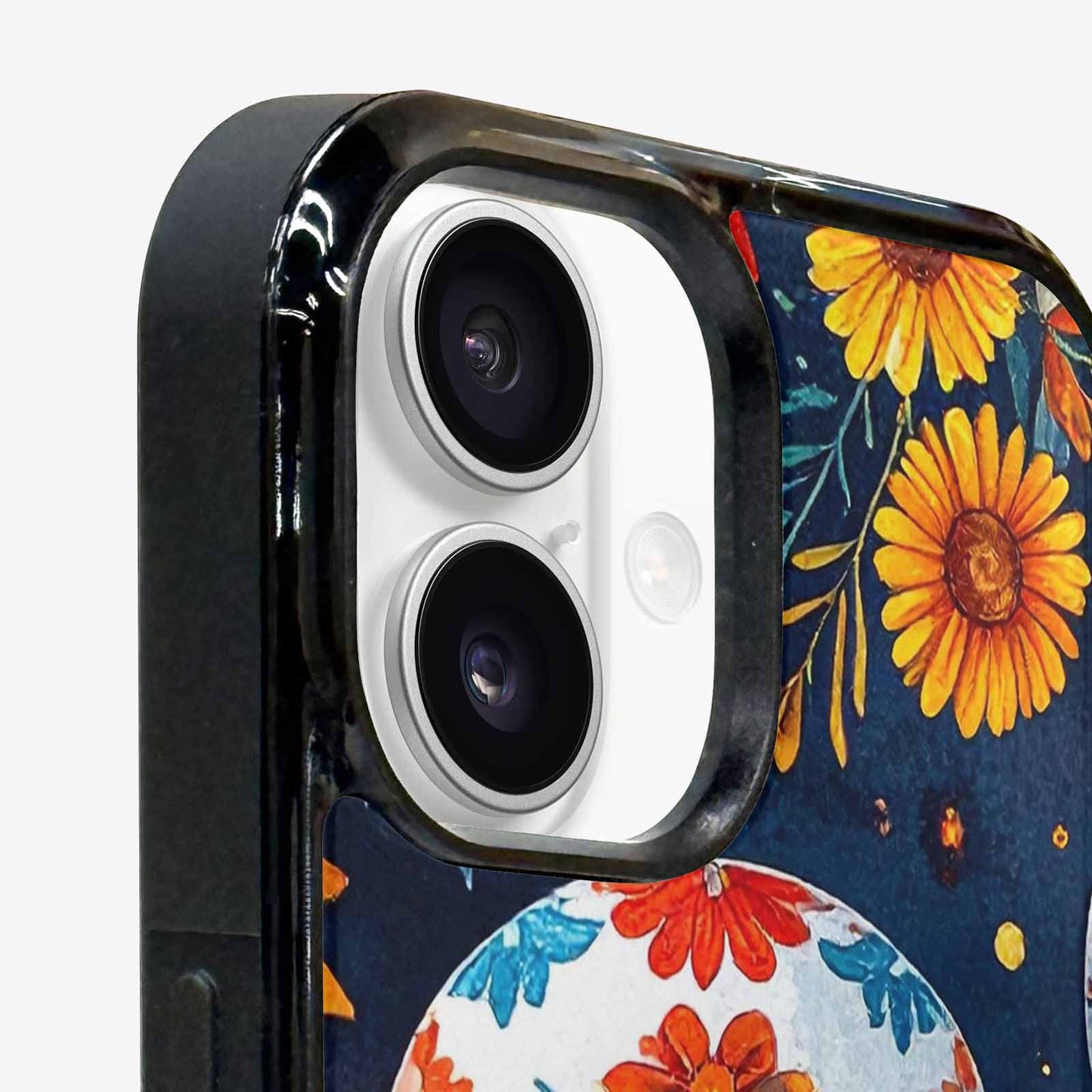 iPhone 16 Plus Case — Sunflower Skulls Print Custom, Custom Art Phone Cover