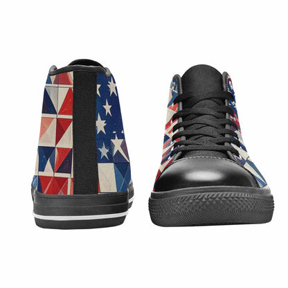 MEN'S American Flag Stars High Top Canvas Neon Fantasy Custom Shoes