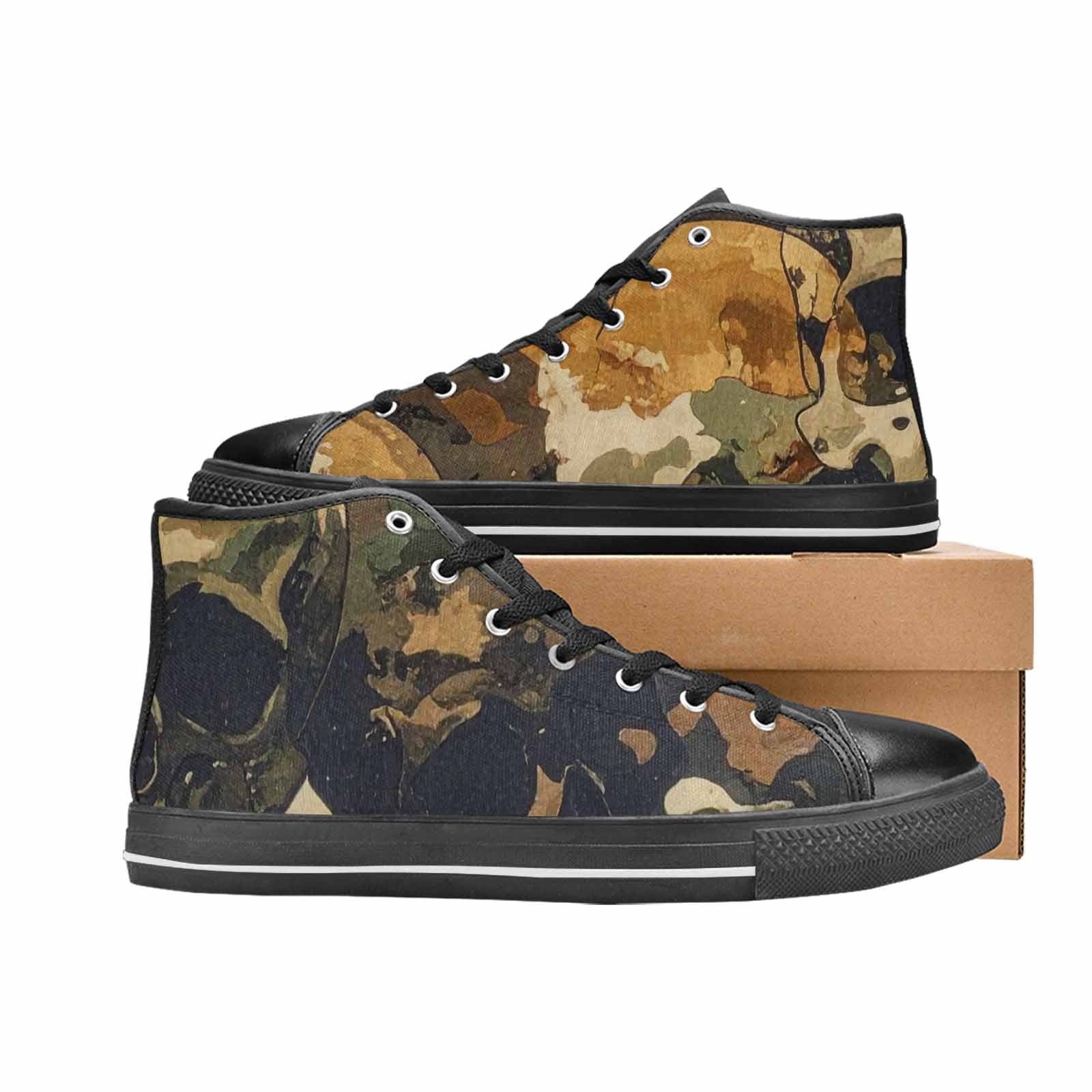 WOMEN'S Military Camo Skull High Top Canvas Dreamcore Custom Sneakers