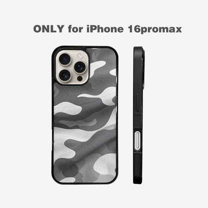 iPhone 16 Pro Max Case — Grey Camo Print, Personalized Phone Case