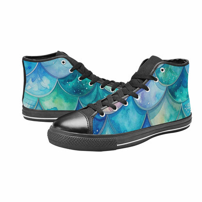 WOMEN'S Mermaid Scale High Top Canvas Aesthetic Custom Shoes