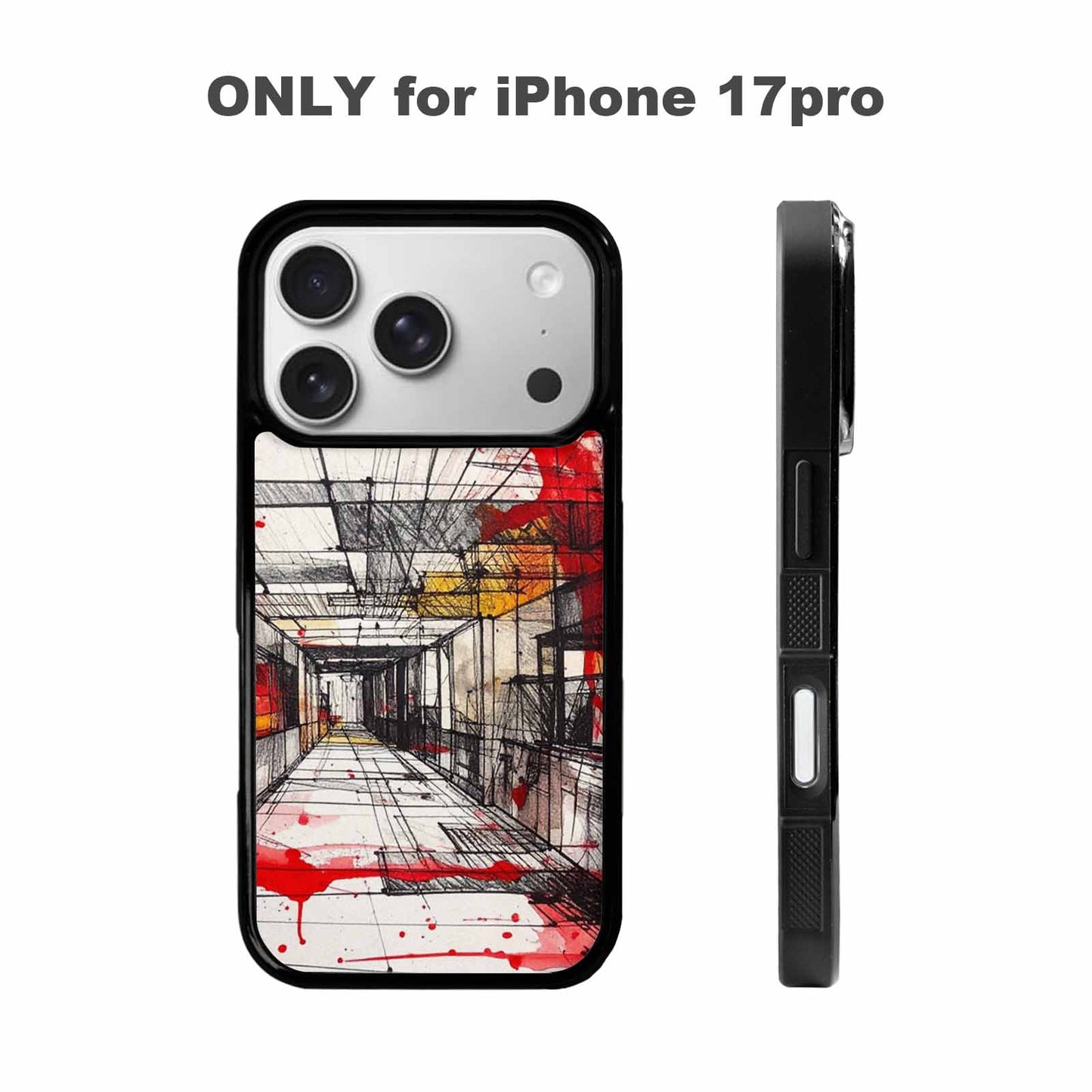 iPhone 17 Pro Case — Black Red Ink Liminal Space Galaxy, Customized Protective Case