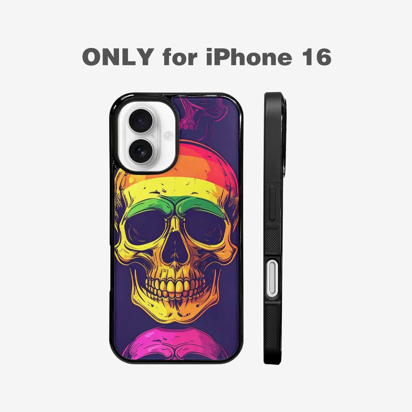 iPhone 16 Case — Pride Flag Skulls Seamless Pattern Vibrant, Customized Protective Case