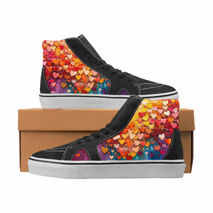 WOMEN'S Hearts Full Color High Top Canvas Custom Fashion Grunge Sneakers