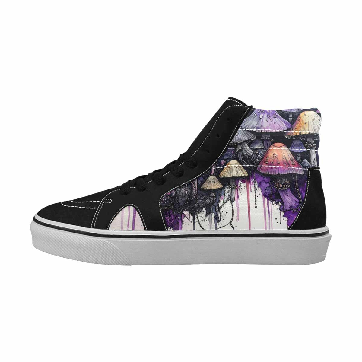 MEN'S Rainbow Drip Mushrooms High Top Canvas Neon Fantasy Custom Shoes