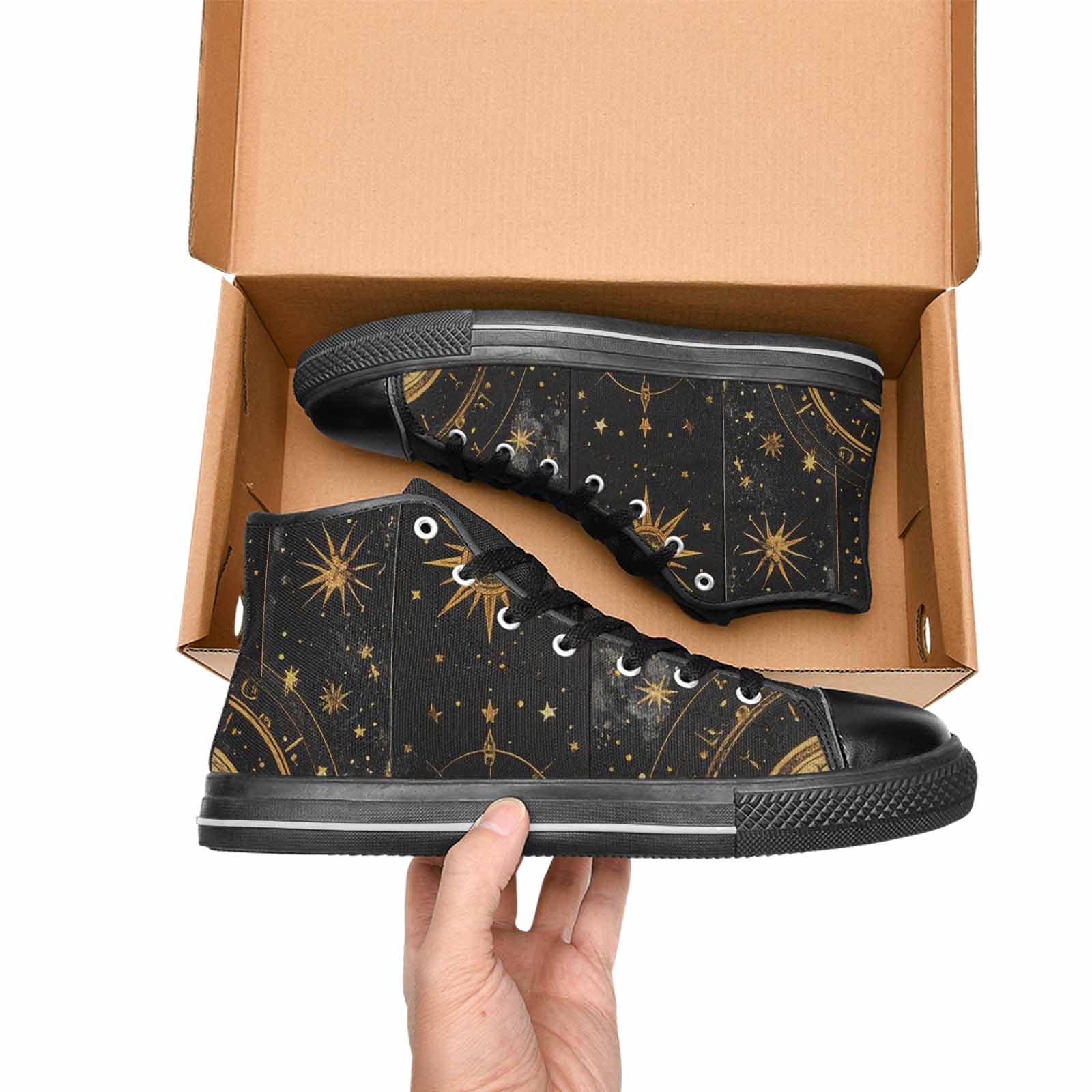 WOMEN'S Zodiac Constellation Star High Top Canvas Cottagecore Custom Sneakers