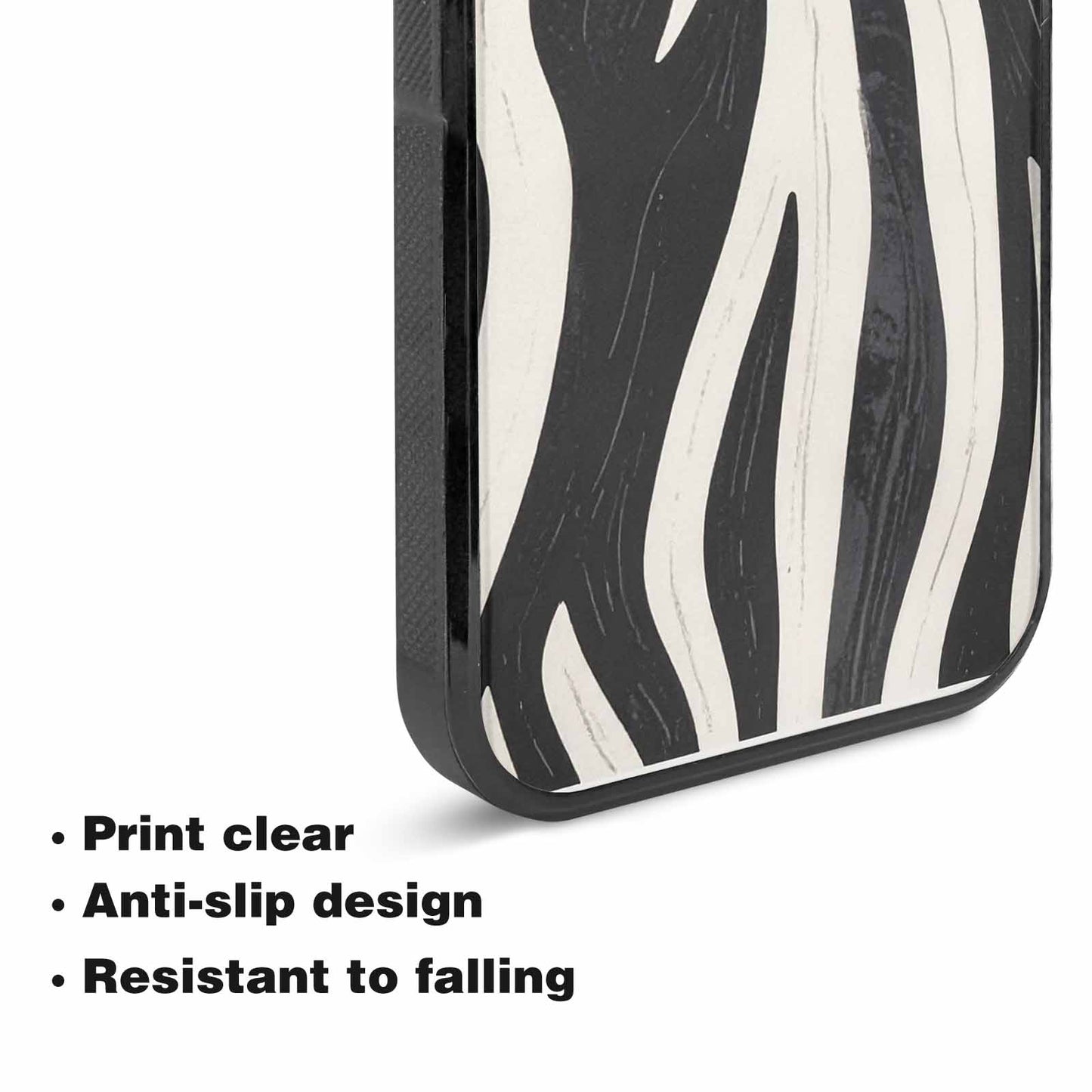 iPhone 15 Plus Case — Modern Zebra Stripe Print Crisp Black, Custom Made Phone Cover