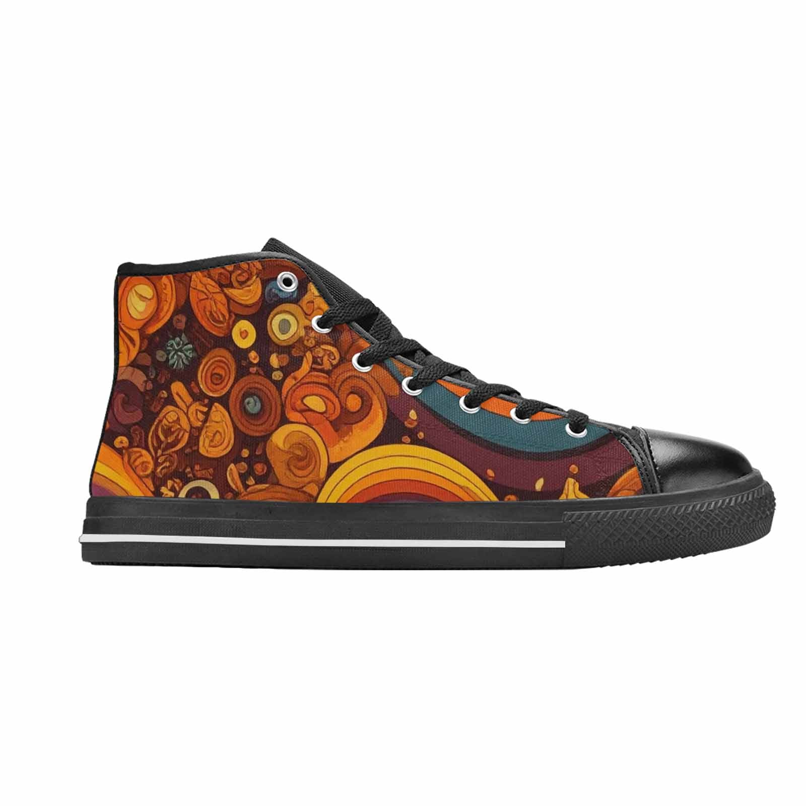 WOMEN'S Groovy 70S Peace High Top Canvas Dark Academia Sneakers
