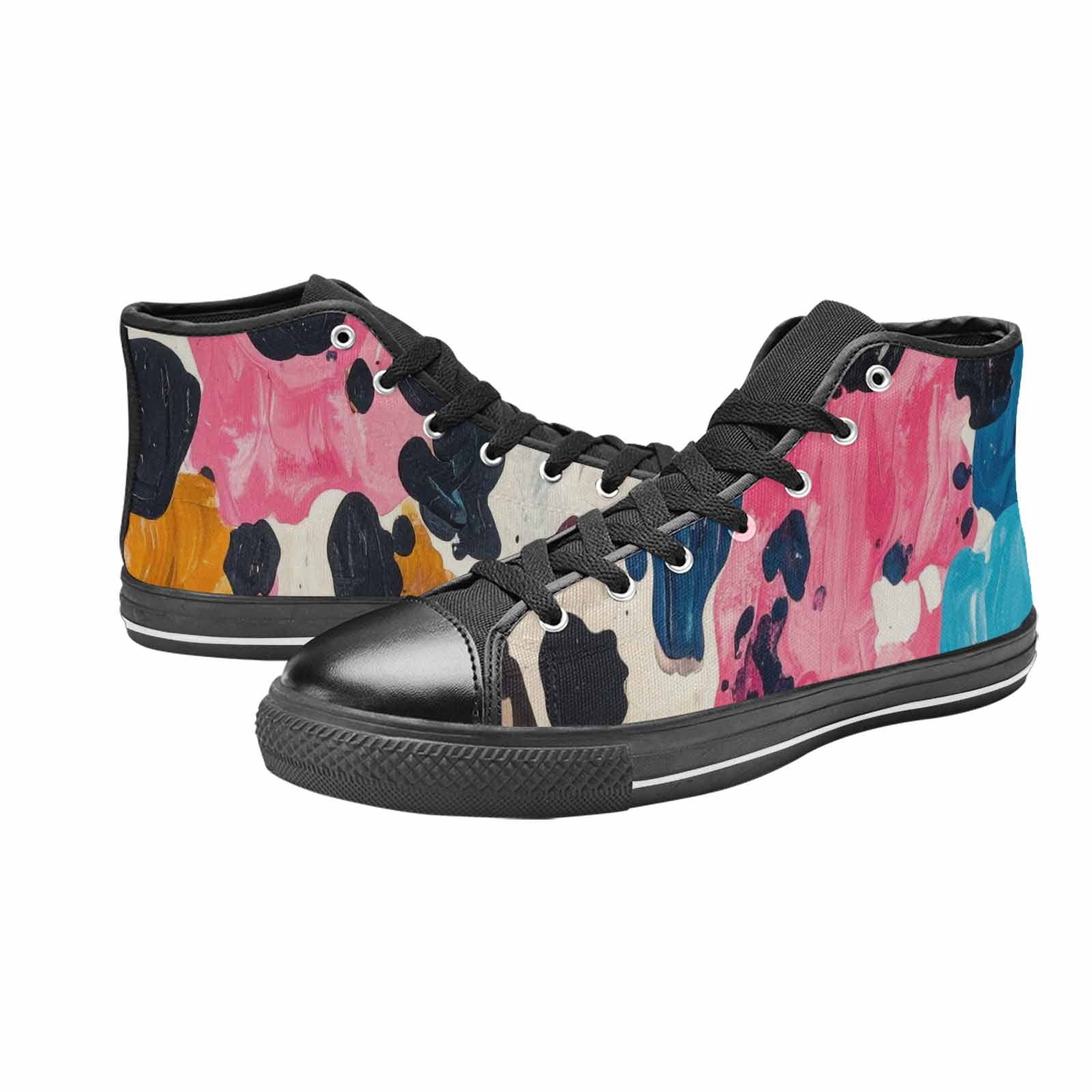 MEN'S Cow Animal Print High Top Canvas Vibrant Chaos Custom Sneakers