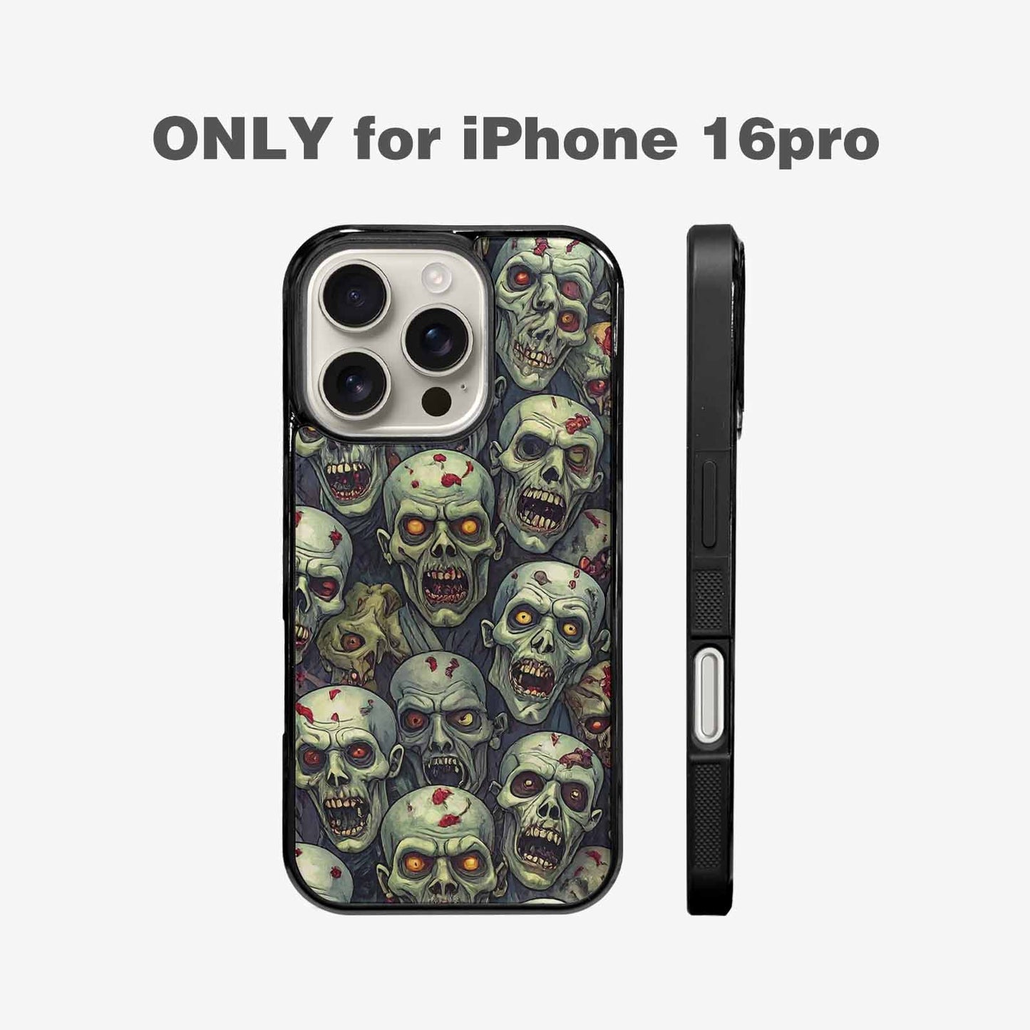iPhone 16 Pro Case — Zombie Head Pattern Hundreds Of Small, Original Design Phone Case