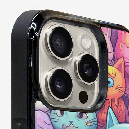 iPhone 16 Pro Case — Pastel Gore Cat Character Pattern Hundreds, Custom Art Phone Cover