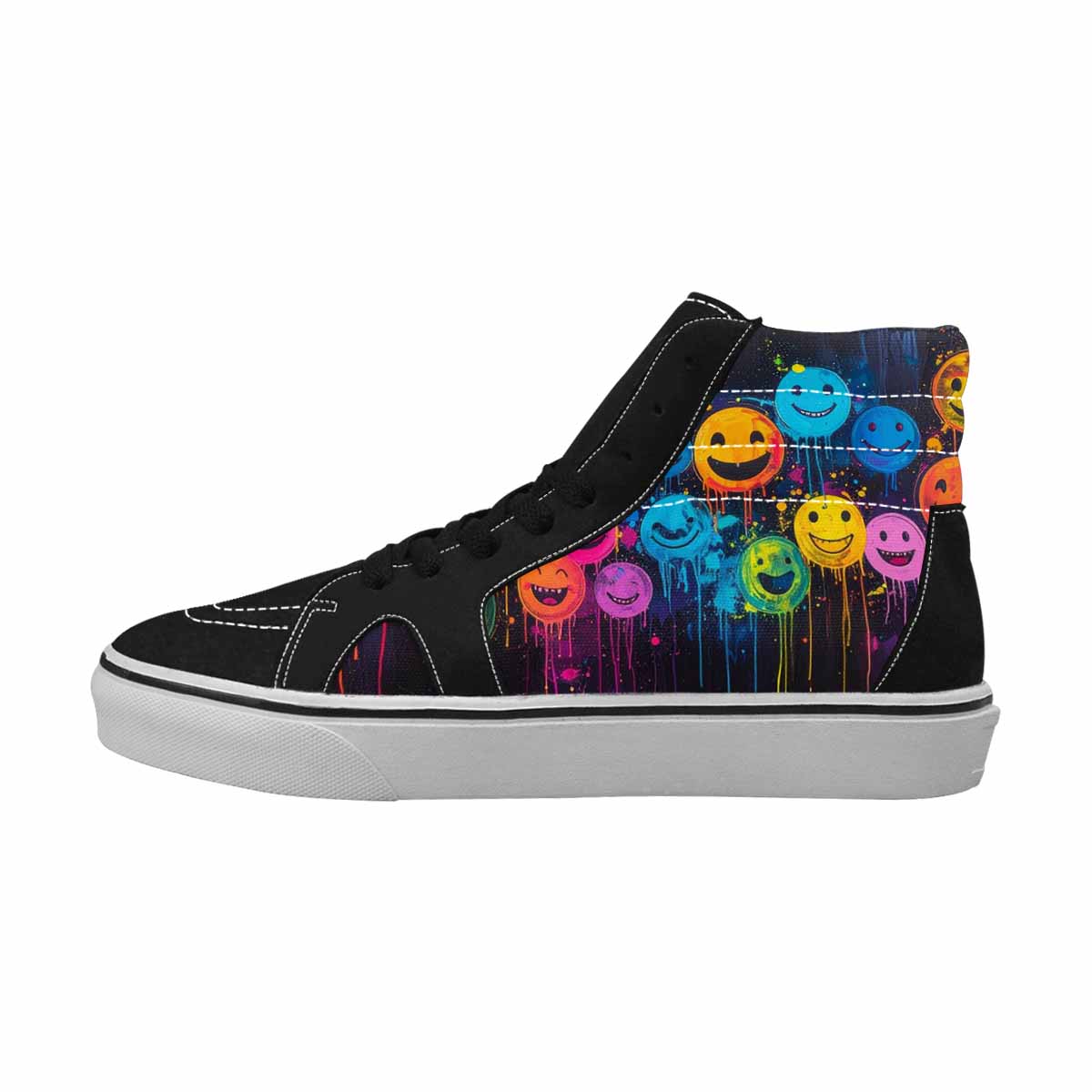 MEN'S Smiley Faces  Glow High Top Canvas Cottagecore Sneakers