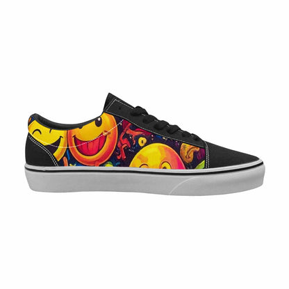 MEN'S Yellow Smiley Face Canvas Lace-Up Dark Academia Sneakers