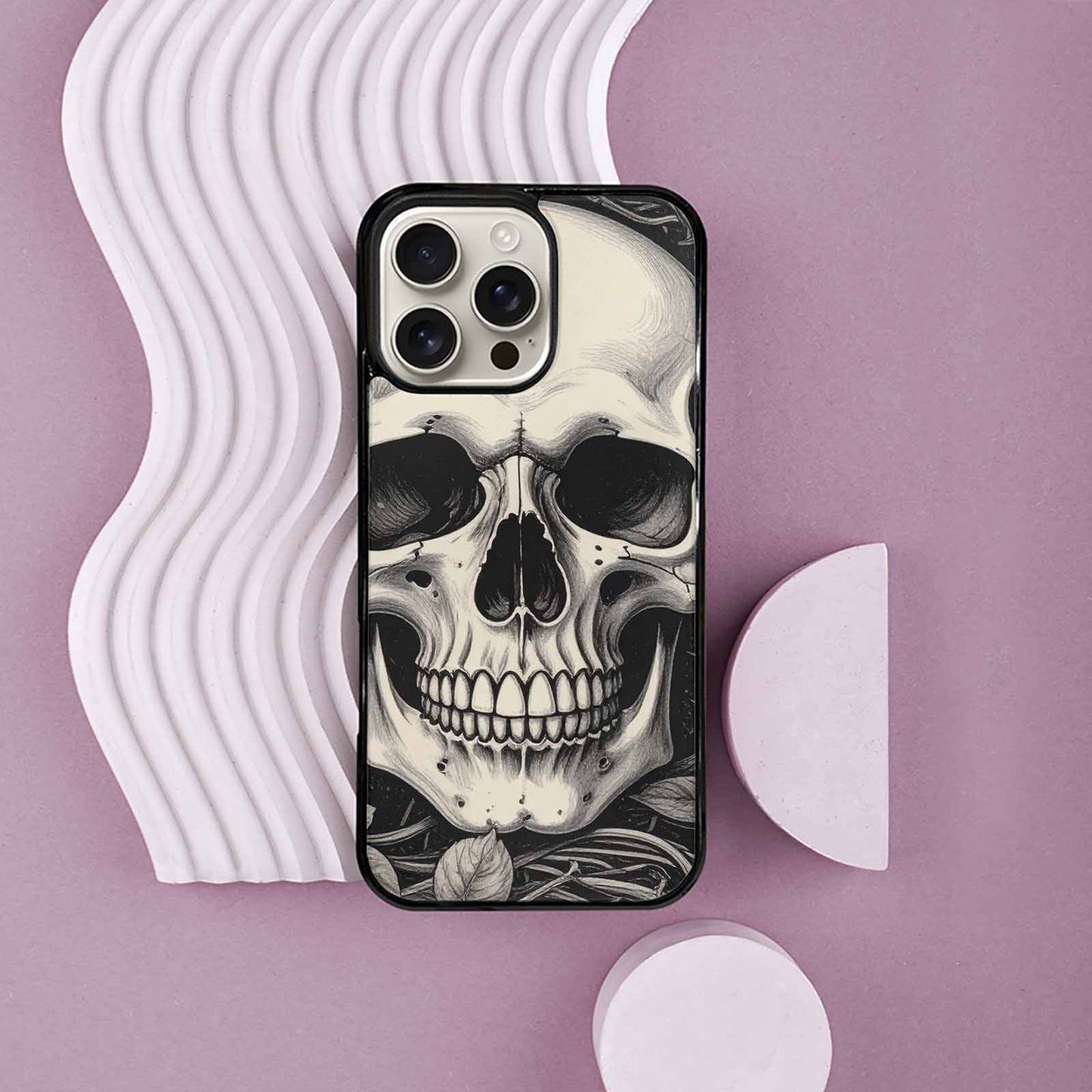 iPhone 16 Pro Max Case — 20 Skulls Overlapping Seamless Tileable Pattern, Custom Print Case Cover