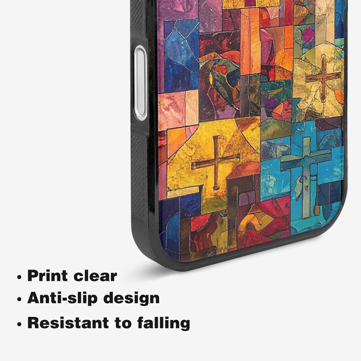iPhone 16 Plus Case — Faith Cross And Faith Icons Pattern, Custom Phone Case