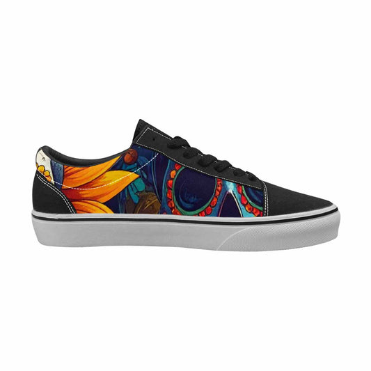 WOMEN'S Sunflower Skulls Print Canvas Lace-Up Dreamcore Shoes