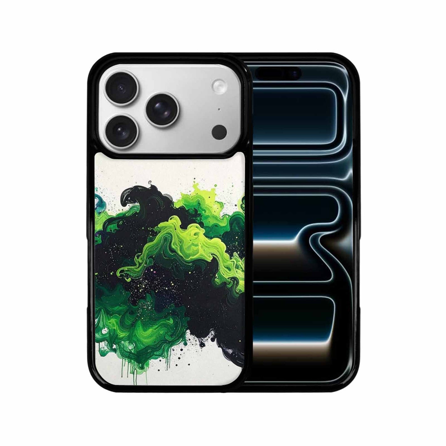iPhone 17 Pro Case — Black Green Ink Galaxy Nebula Galaxy, Custom Designed Case Cover