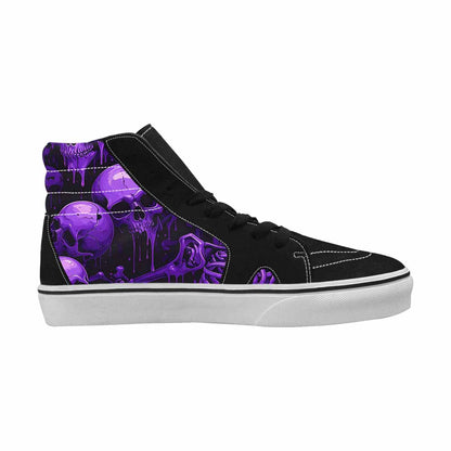 MEN'S Monochrome Purple Skeletons × High Top Canvas Dreamcore Custom Shoes