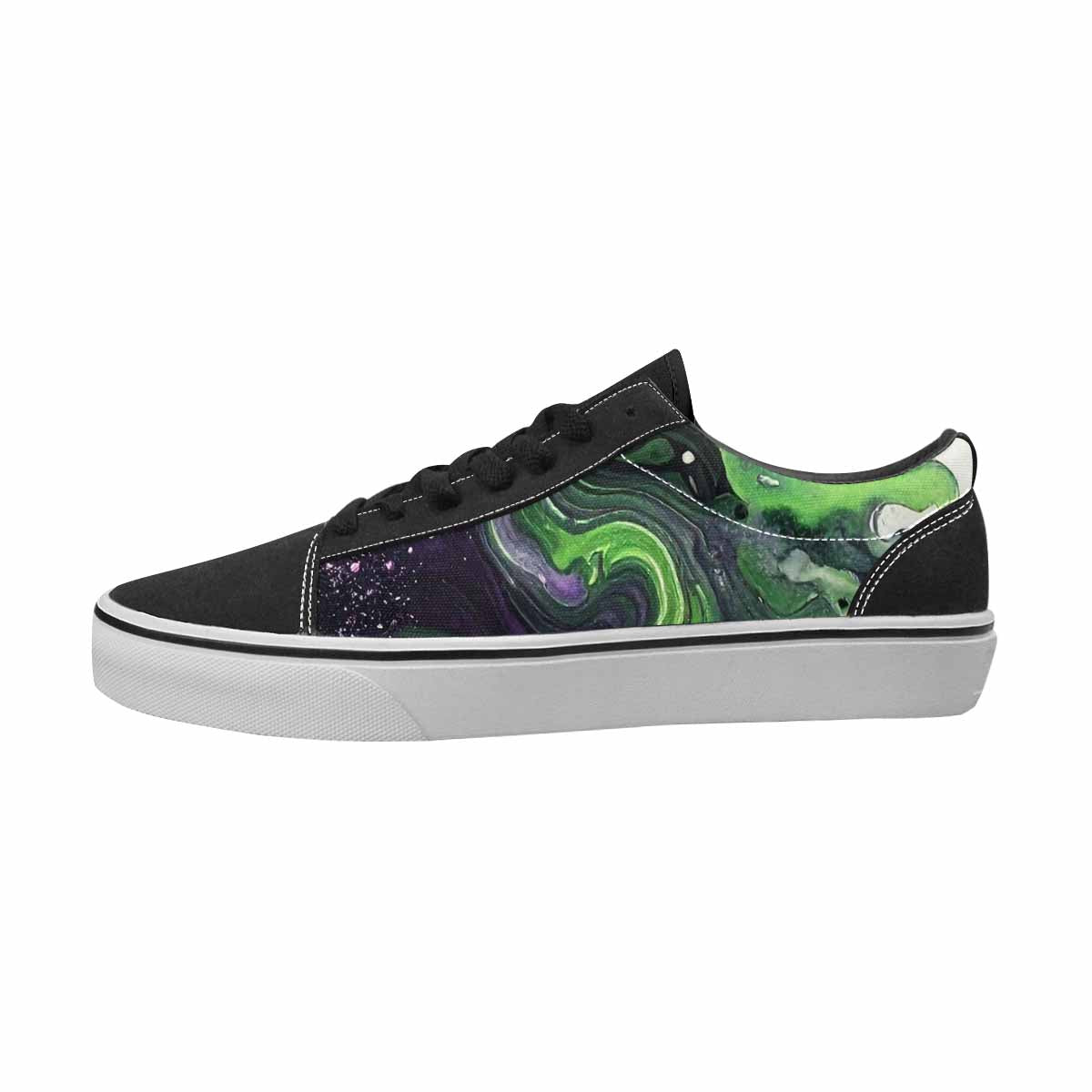 WOMEN'S Galaxy Art Black & Green Ink Canvas Bold Print Vibrant Chaos Custom Canvas Shoes