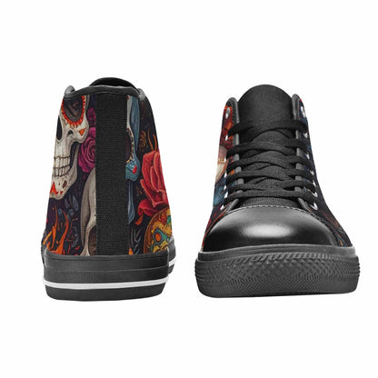 WOMEN'S Skull High Top Canvas Cottagecore Custom Sneakers