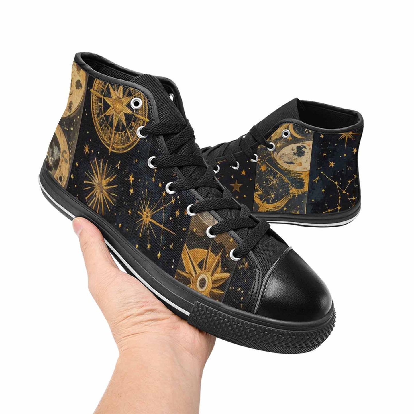 WOMEN'S Zodiac Constellation Star High Top Canvas Cottagecore Sneakers