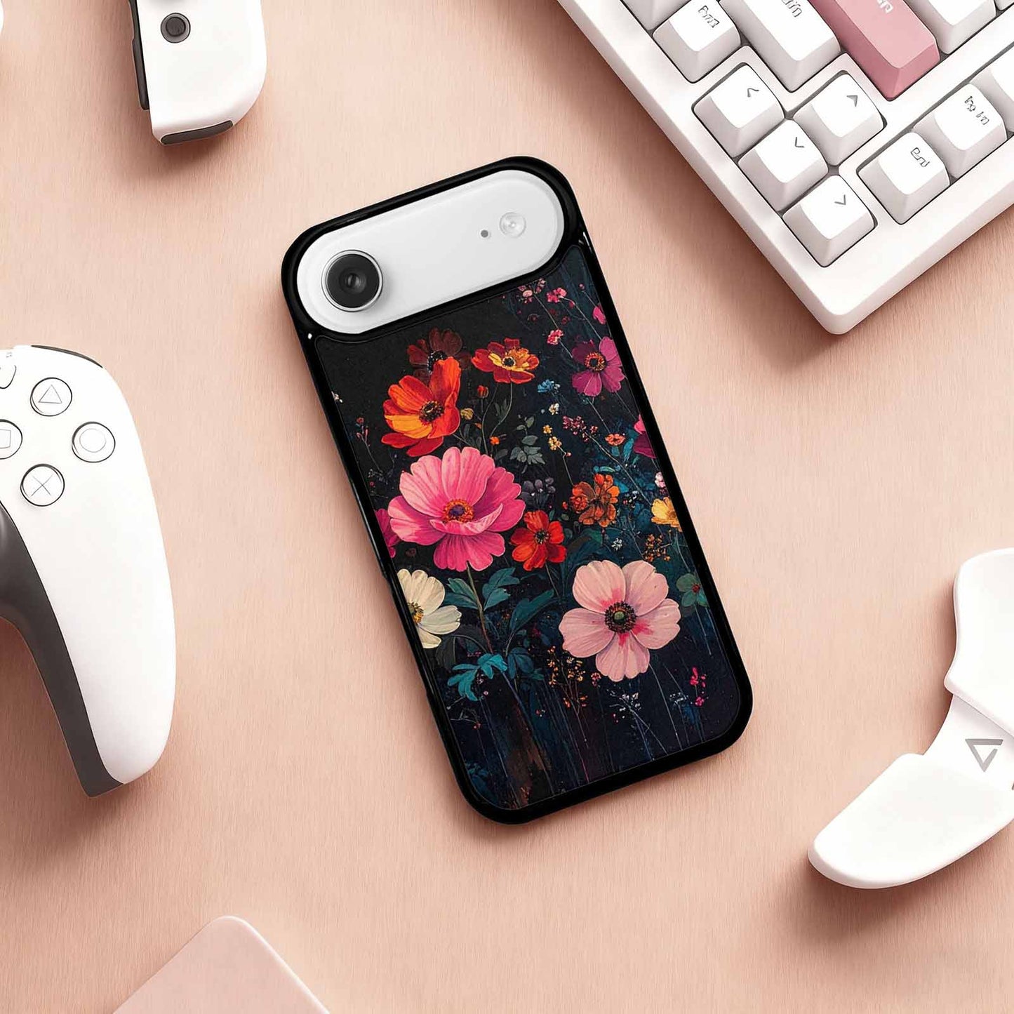 iPhone 17 Air Case — Shadowy Glitch Floral Pattern Hundreds Floral, Unique Phone Case Design