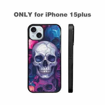 iPhone 15 Plus Case — Marble Skull Custom Personalized Phone Cover, Unique Phone Case Design