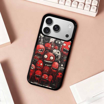 iPhone 17 Pro Case — Black Red Ink Monsters General Cartoon, Custom Designed Case Cover