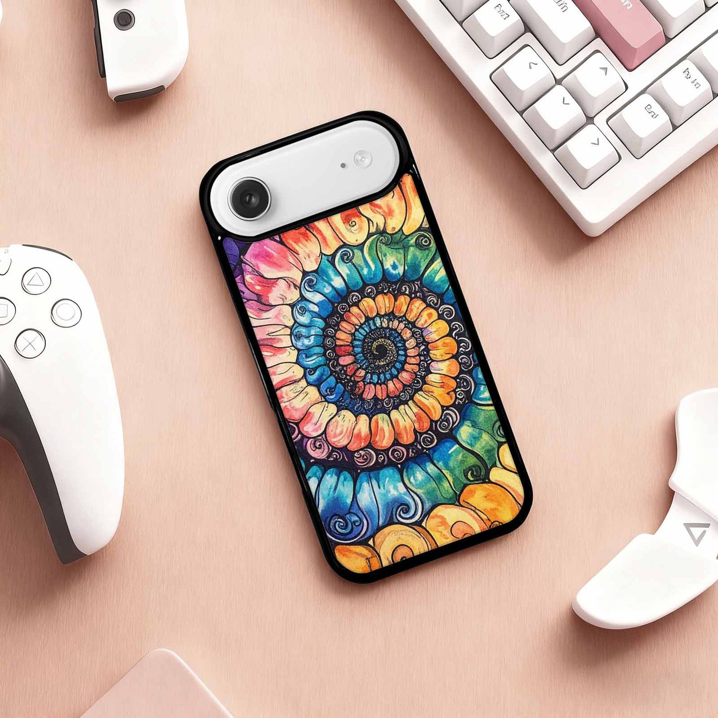 iPhone 17 Air Case — Tie Dye Swirls Black White Tie, Unique Phone Case Design