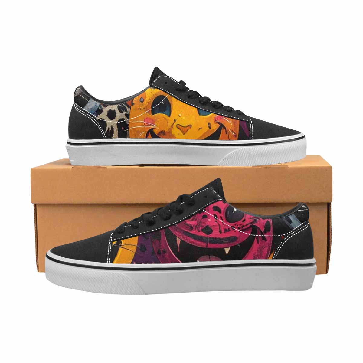 WOMEN'S Smiley Faces Lace-Up Canvas Vibrant Chaos Custom Sneakers