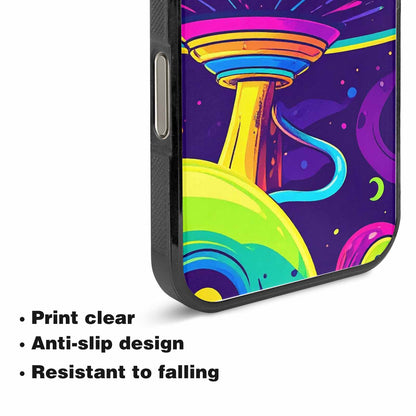 iPhone 15 Pro Max Case — Alien Ufo Cartoon Art Pattern Groovy, Custom Made Phone Cover