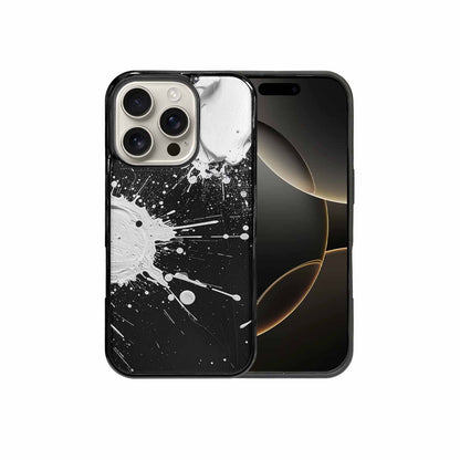 iPhone 16 Pro Case — White Ink Splatter Texture On Black, Personalized Phone Case