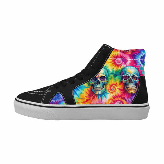 WOMEN'S Tie Dye Skulls Print High Top Canvas Wallpaper Art Custom Sneakers