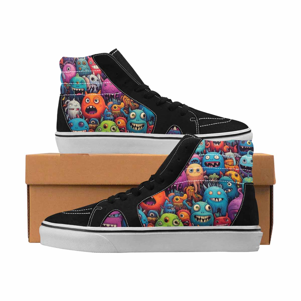 MEN'S Monsters High Top Canvas Bold Print Dreamcore Original Art Sneakers