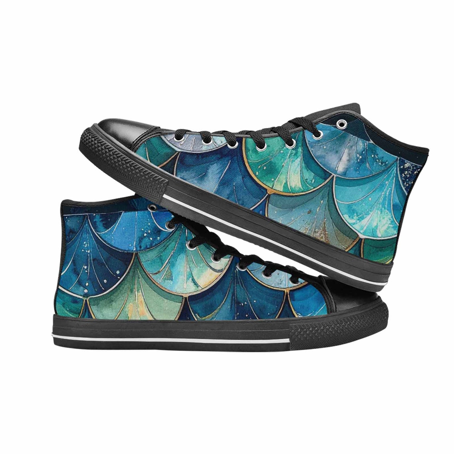 WOMEN'S Mermaid Scale High Top Canvas Surreal Shoes