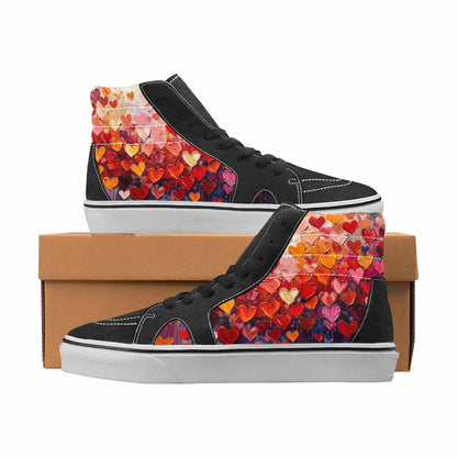 WOMEN'S Hearts Full Color High Top Canvas One Of A Kind Vivid Custom Sneakers