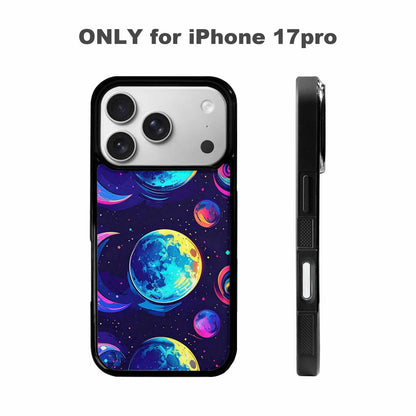 iPhone 17 Pro Case — Neon Winter Moon Seamless Cartoon Cute, Original Design Phone Case