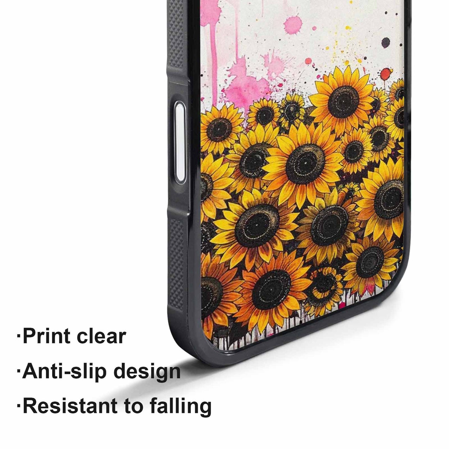 iPhone 17 Pro Max Case — Sunflower Burst Black &amp; Floral, Custom Designed Case Cover