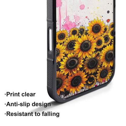 iPhone 17 Pro Max Case — Sunflower Burst Black &amp; Floral, Custom Designed Case Cover